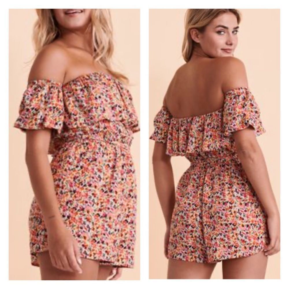 NWT Roxy Another Day Floral Off Shoulder Romper S